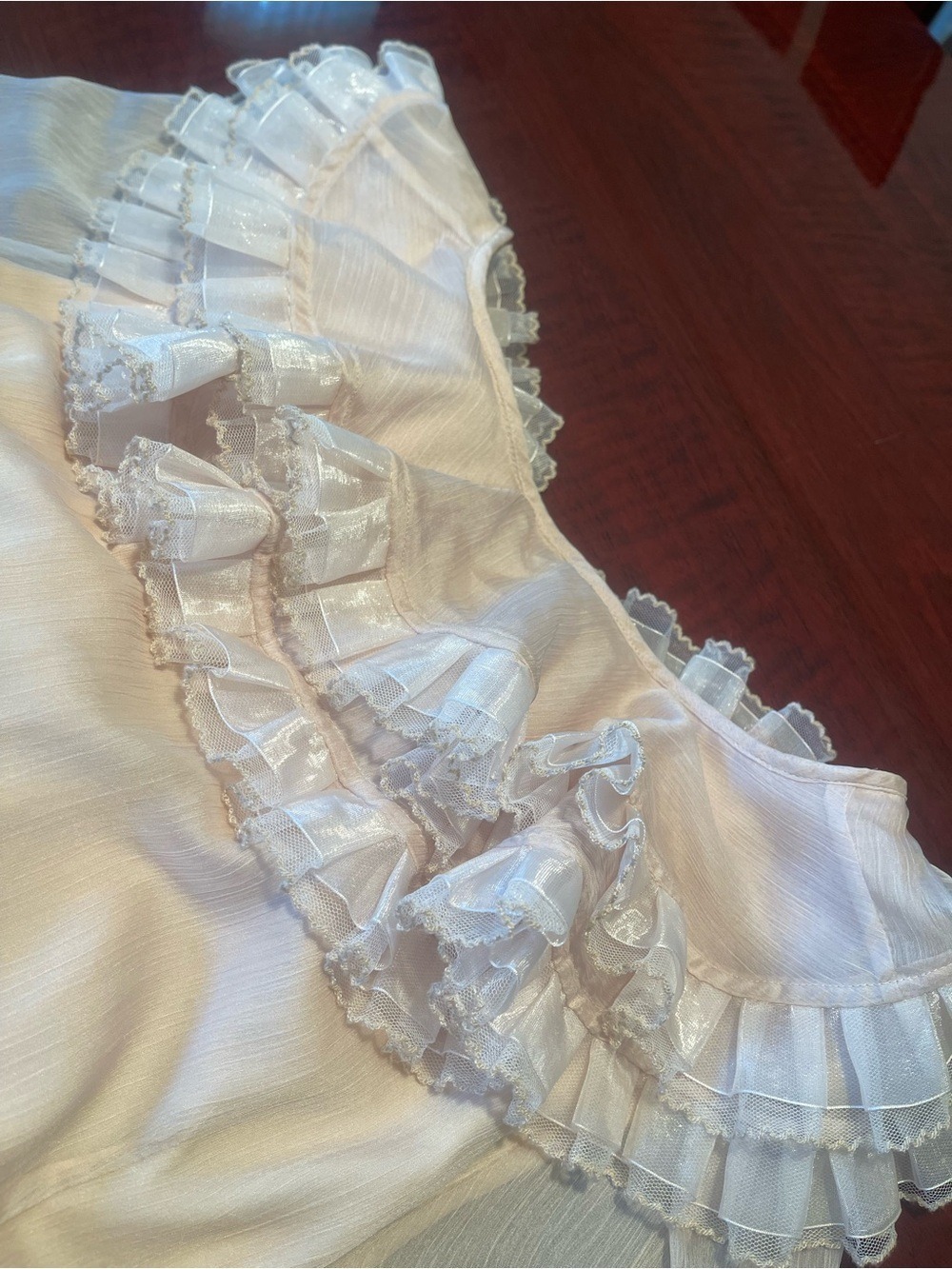 CeliaB Bliss Ruffle Detail Midi Dress Beige Elegant Cottagecore Romantic XL - Picture 17 of 17